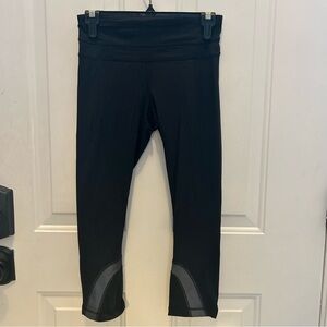 Lululemon Black Crop Leggings With Reflective Detailing